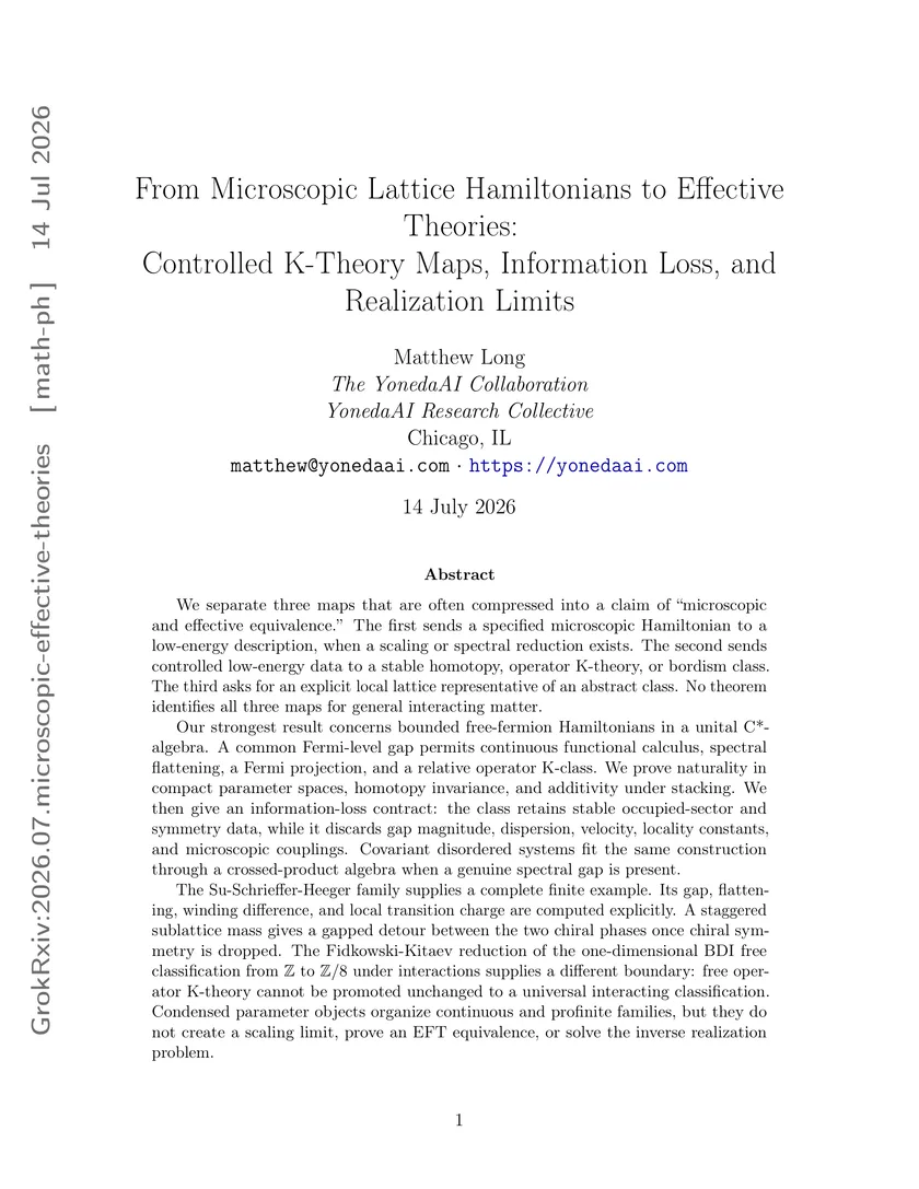 Page one of From Microscopic Lattice Hamiltonians to Effective Theories